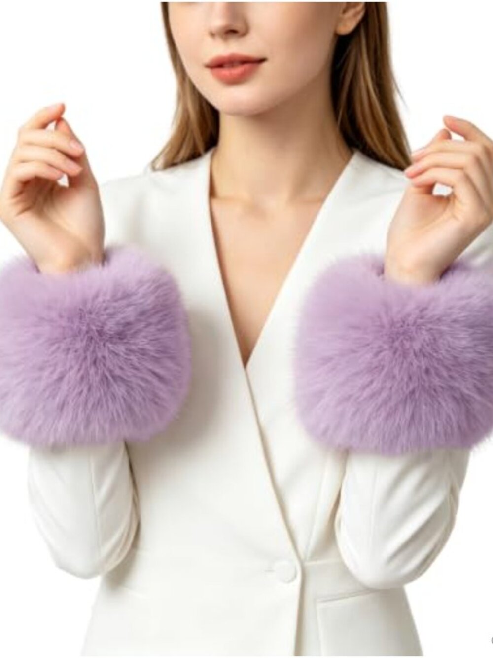 Faux Fur Wrist Cuffs Warmers Fluffy Pull-On One Size